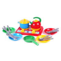 Кухня Галинка (2179) technok toys, плита, тарілки, пательня, каструля, чайник, столові прилади, в пакеті