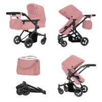 Коляска для ляльки 2в1 CARRELLO MAESTRO 9651B POWDER PINK з сумкою метал.кор.45*14,5*38