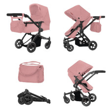 Коляска для ляльки 2в1 CARRELLO MAESTRO 9651B POWDER PINK з сумкою метал.кор.45*14,5*38