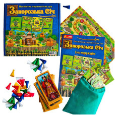 Настільна гра Запорізька Січ (12120089У) ранок, 96 тайлів землі, 40 фішок-воїнів, 40 тайлів-персонажів, правила, в коробці