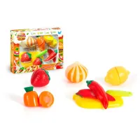 Набір продуктів “кулінарна фантазія” Wtoys (22117) 12 елементів, овочі та фрукти на липучках, дошка для нарізання, ніж, в коробці