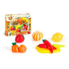 Набір продуктів “кулінарна фантазія” Wtoys (22117) 12 елементів, овочі та фрукти на липучках, дошка для нарізання, ніж, в коробці