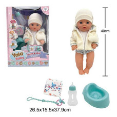 Пупс (YL 2440 A-L) висота 40 см, заплющує очі, знімний одяг, п`є з пляшечки, ходить на горщик, аксесуари, в коробці