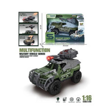 Машина (JS 207) автоматична вібрація дула, масштаб 1:16, підсвічування, інерція, на батарейках, рухома башта з тріскачкою, в коробці