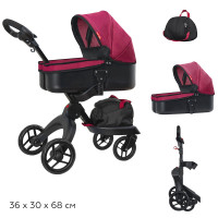 Коляска для ляльки CARRELLO GLORIA 9631A DEEP RED з сумкою метал.кор.68*29,5*36