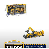 Спецтехніка WD 112 B1 (24) звуки, підсвічування, інерція, масштаб 1:16, гумове покриття коліс, причеп, екскаватор, в коробці