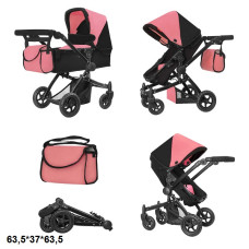 Коляска для ляльки 2в1 CARRELLO MAESTRO 9651B PEACH PINK з сумкою