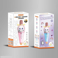 Мікрофон (GMJ 9804) 2 види, type-c, bluetooth, зміна голосу, динамік, aux, роз’єм для tf карти, підсвічування, в коробці