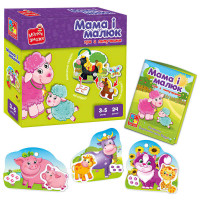 Розвиваюча Vladi Toys (vt 2100-14) гра з липучками Мама і малюк - укр. , поля для гри, картонні деталі, липучки, в коробці