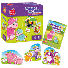 Розвиваюча Vladi Toys (vt 2100-14) гра з липучками Мама і малюк - укр. , поля для гри, картонні деталі, липучки, в коробці