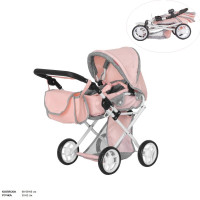 Коляска для ляльки CARRELLO UNICO 9346 PINK з сумкою