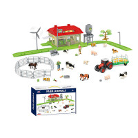 Ферма (Q 9899 ZJ79) 91 елемент, хлів, огорожі, траса, зернотерка, вітряк, фігурки людей і тварин, металопластиковий трактор, в коробці