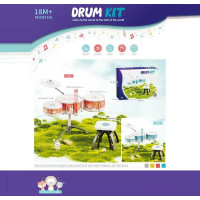 Барабанна установка (3903 E) 2 кольори, стільчик, 3 барабани, 2 палички, 1 металевий диск, в коробці