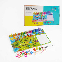 Логічна дерев'яна дошка WToys Чудо-логіка Динозаври (47699 №3) магнітна рибалка, пальчиковий лабіринт, дошка для малювання