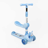 Самокат триколісний з сидінням Skyper (KR-92806) колеса pu 125х40мм зі світлом, музика та підсвічування платформи, кермо складне, в коробці