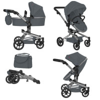 Коляска для ляльки 2в1 CARRELLO FORTUNA 9695 GREY з сумкою метал.кор.54,5*14,5*38,5