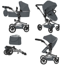 Коляска для ляльки 2в1 CARRELLO FORTUNA 9695 GREY з сумкою метал.кор.54,5*14,5*38,5