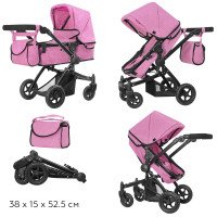 Коляска для ляльки 2в1 CARRELLO MAESTRO 9651B PINK з сумкою