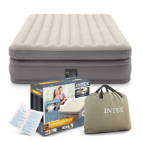 Матрац велюровий Intex (64164 NP) розмір 152х203х51 см, вбудований електронасос 220V, двоспальний